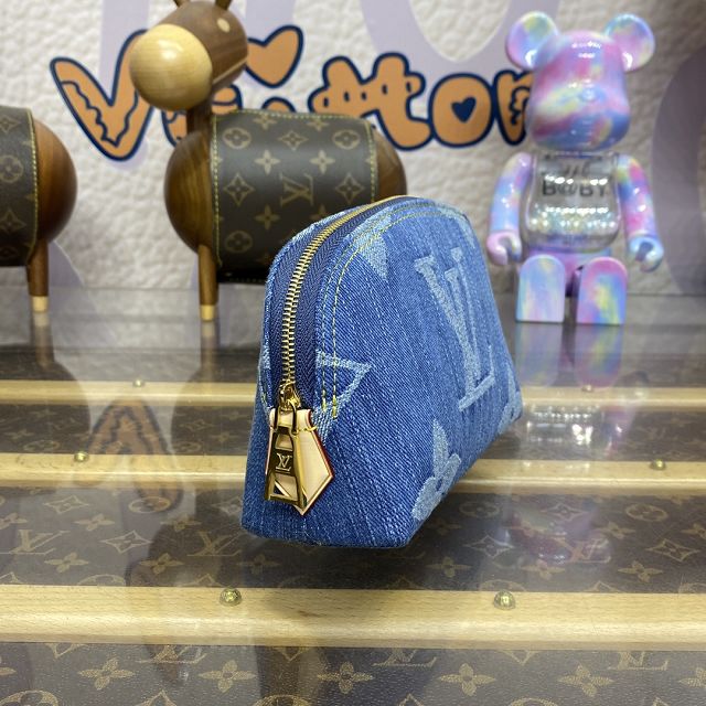 Louis vuitton original denim pochette cosmetique M24316 blue	