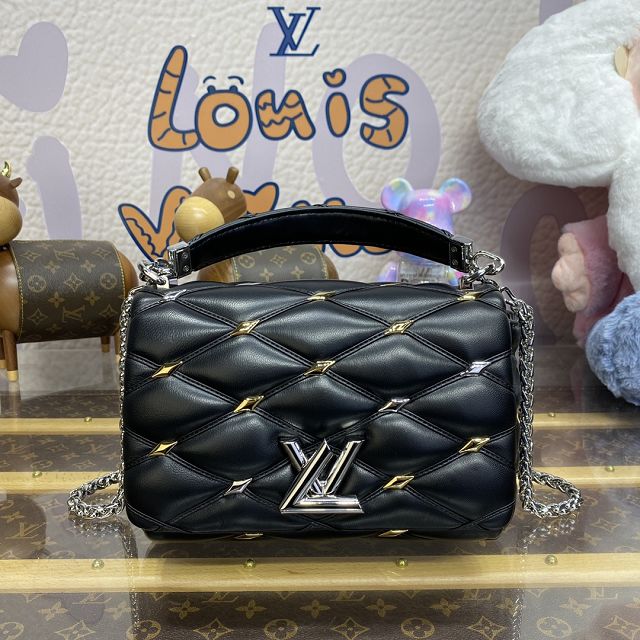 Louis vuitton original lambskin GO-14 medium handbag M24151 black