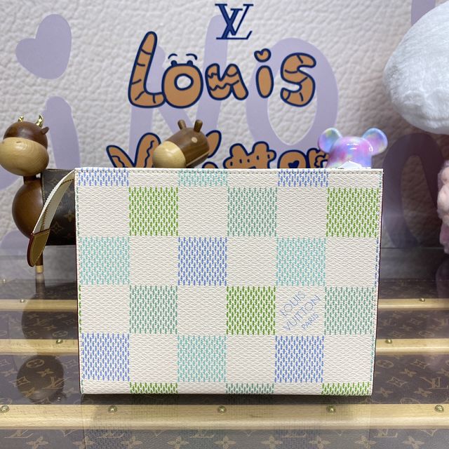 Louis vuitton original damier canvas pochette N40740 pistachio