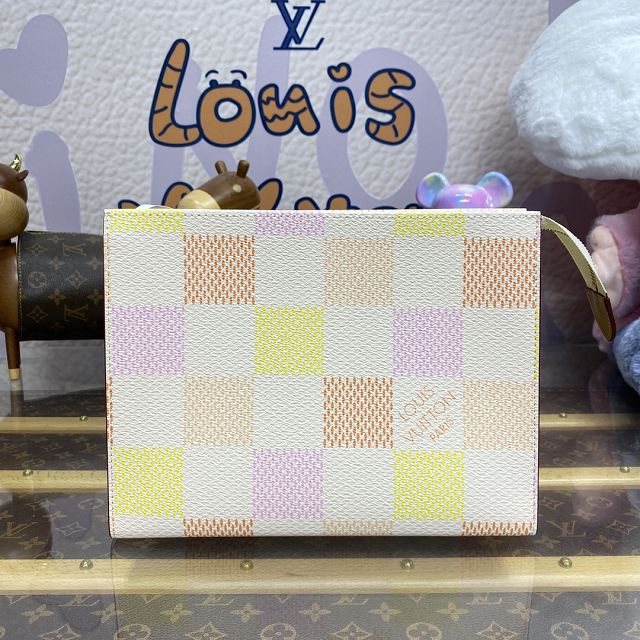 Louis vuitton original damier canvas pochette N40740 peach