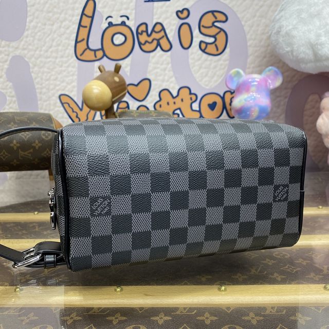 Louis vuitton original damier graphite locker dopp kit N83114