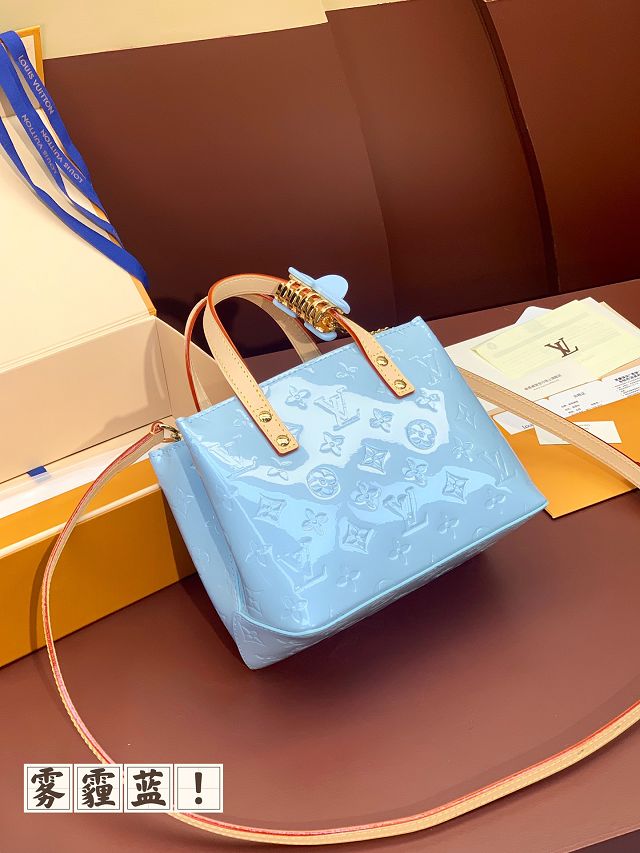 Louis vuitton original vernis leather reade PM handbag M24144 blue