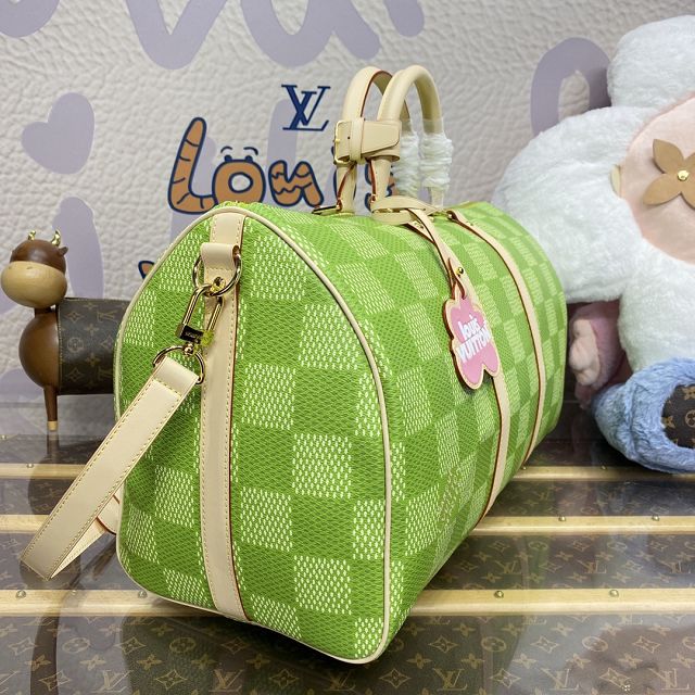 Louis vuitton original damier canvas keepall 50 N40667 green