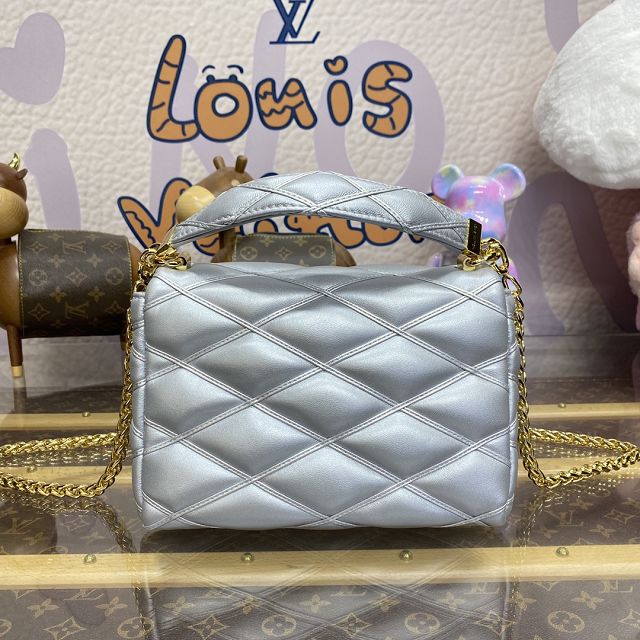 Louis vuitton original lambskin GO-14 medium handbag M25107 silver