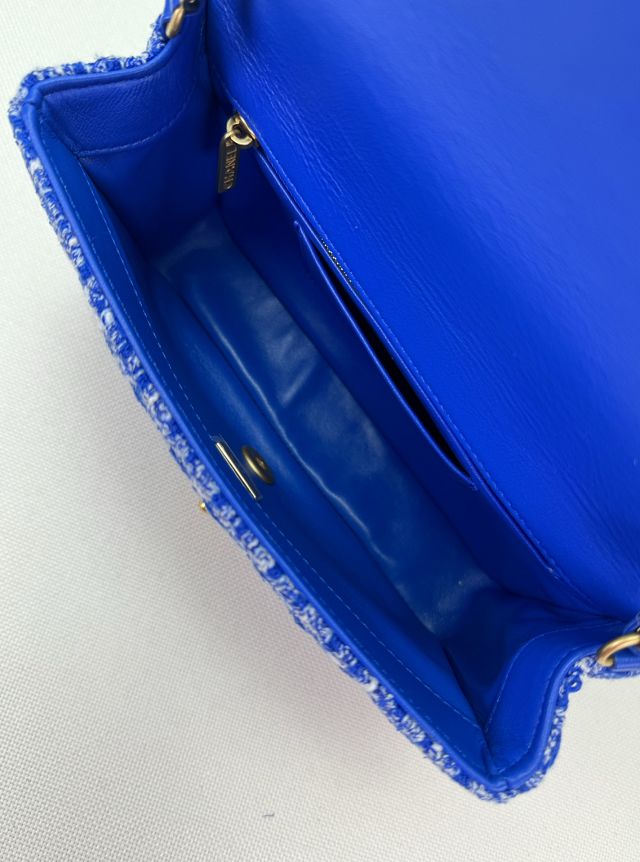 2024 CC original tweed small flap bag AS4151 blue