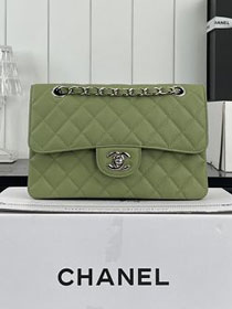 CC original grained calfskin small flap bag A01113 olive green