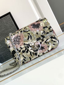 CC original sequins mini flap bag A69900 gold&pink