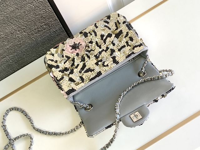 CC original sequins mini flap bag A69900 gold&pink