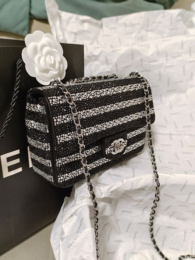 CC original sequins mini flap bag AS4297 black