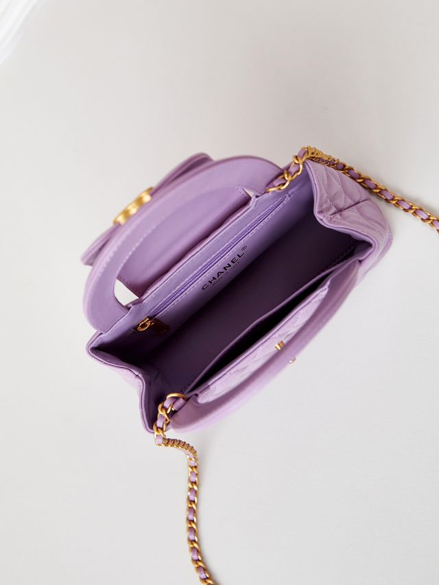 2024 CC original calfskin mini shopping bag AS4416 light purple