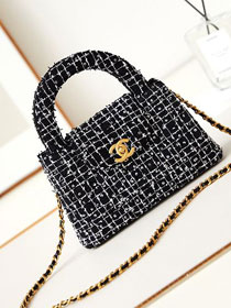 2024 CC original tweed mini shopping bag AS4416 black