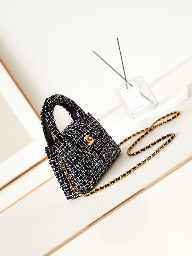 2024 CC original tweed mini shopping bag AS4416 black