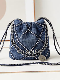 2024 CC original denim 22 mini handbag AS3980 blue