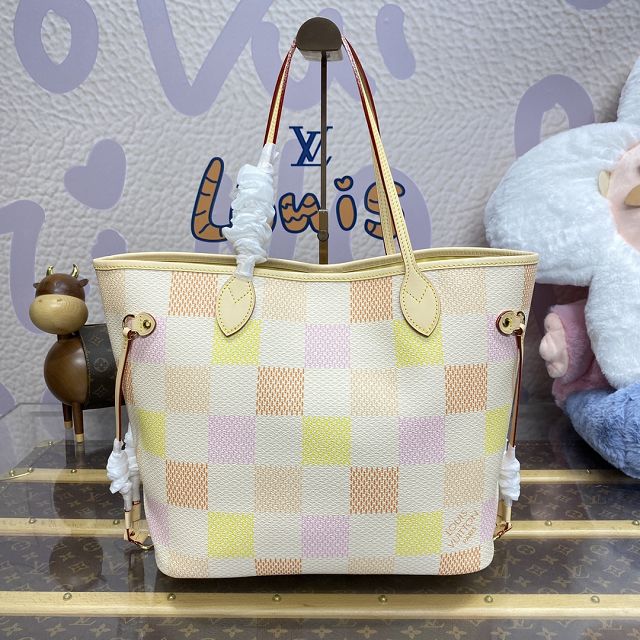 Louis vuitton original damier canvas neverfull mm N40668 peach