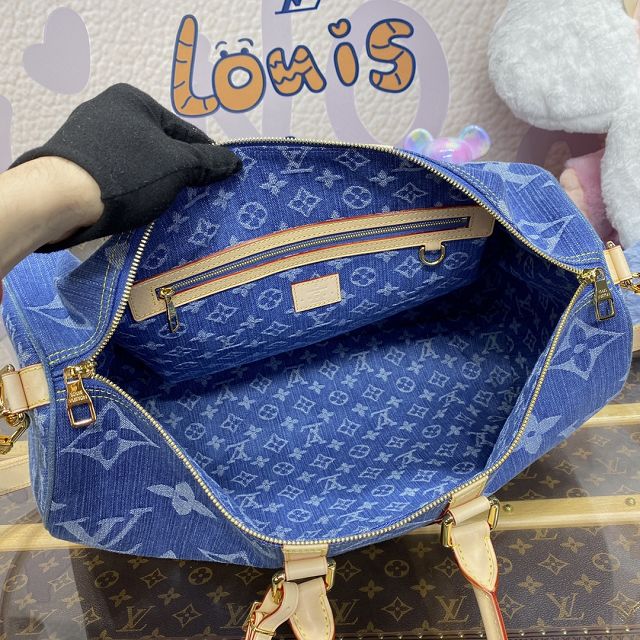 Louis vuitton original monogram denim keepall 45 M24315 blue