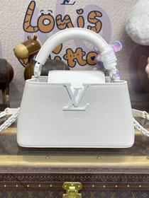 Louis vuitton original calfskin capucines east west mini M23956 white