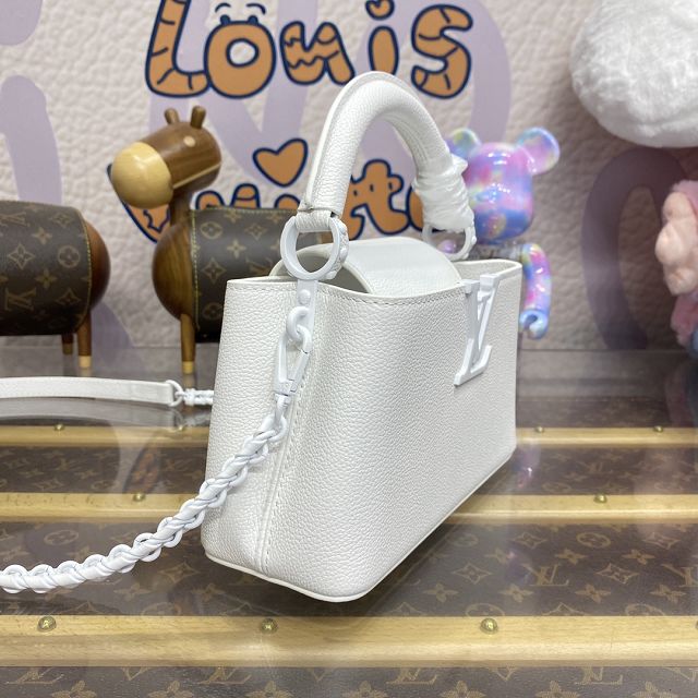 Louis vuitton original calfskin capucines east west mini M23956 white