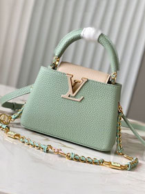 Louis vuitton original calfskin capucines mini handbag M23944 light green