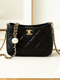 2024 CC original lambskin mini hobo bag AS4859 black