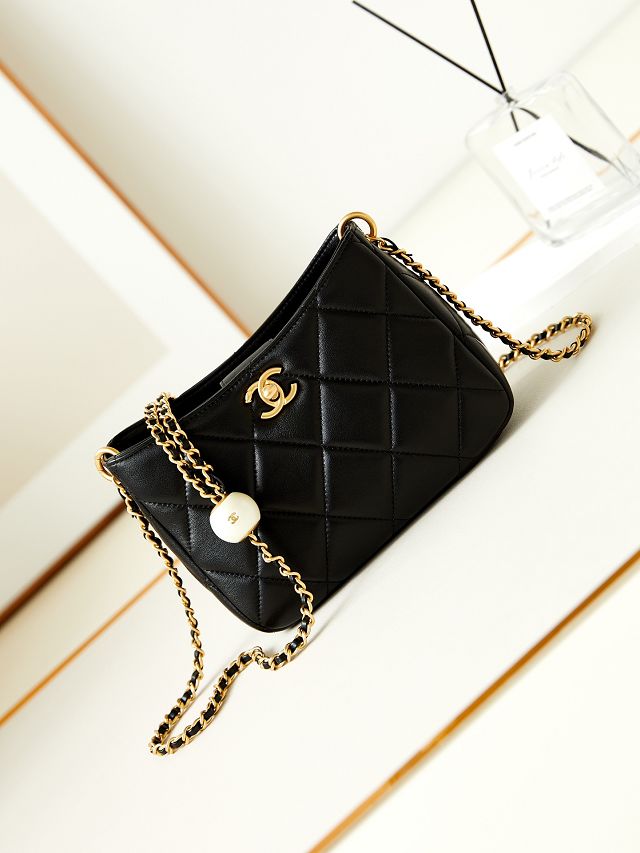 2024 CC original lambskin mini hobo bag AS4859 black