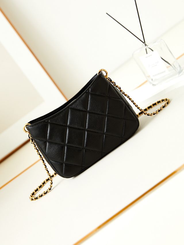 2024 CC original lambskin mini hobo bag AS4859 black