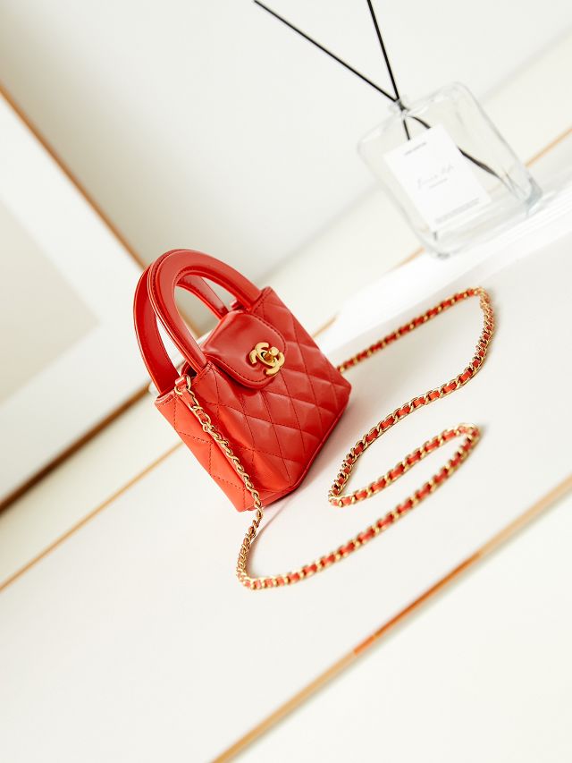 CC original aged calfskin clutch with chain AP3435 red