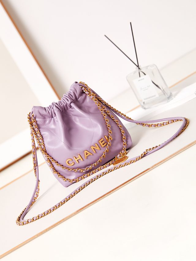 CC original calfskin 22 mini handbag AS3980 light purple