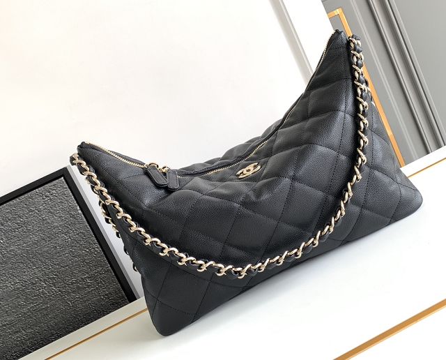 2024 CC original grained calfskin large hobo bag AS4246 black