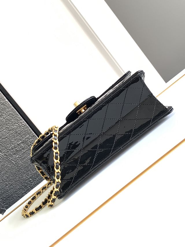 2024 CC original patent calfskin mini flap bag AS4653 black