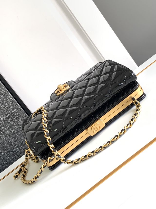 2024 CC original patent calfskin mini flap bag AS4653 black