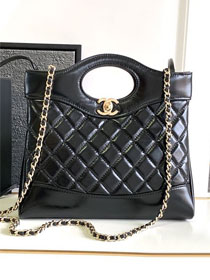 2024 CC original shiny lambskin 31 mini shopping bag AS4133 black