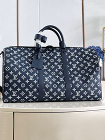 Louis vuitton original calfskin keepall bandouliere 50 M24953 blue