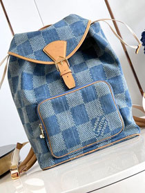 Louis vuitton original denim montsouris backpack N40708 blue