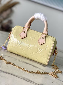 Louis vuitton original vernis calfskin nano speedy M83273 light yellow