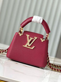 Louis vuitton original calfskin capucines nano handbag M24583 wine