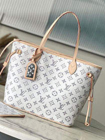 Louis vuitton original jacquard fabric neverfull mm M24905 white