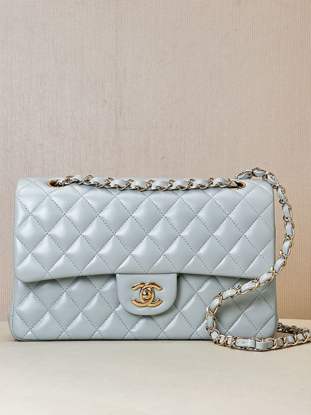 CC original lambskin medium flap bag A01112 light blue