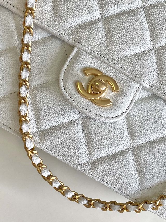 2024 CC original grained calfskin medium flap bag AS5166 white