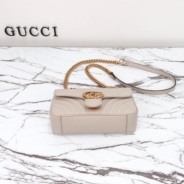 GG original calfskin marmont mini bag 446744 light grey