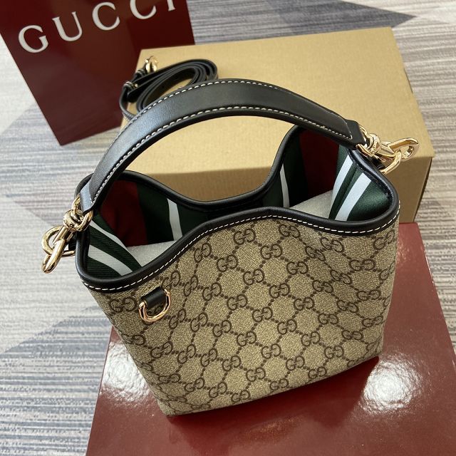 GG original canvas emblem mini bucket bag 815118 black