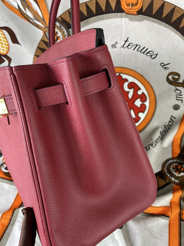 Hermes original epsom leather birkin 25 bag H25-3 rouge grenat