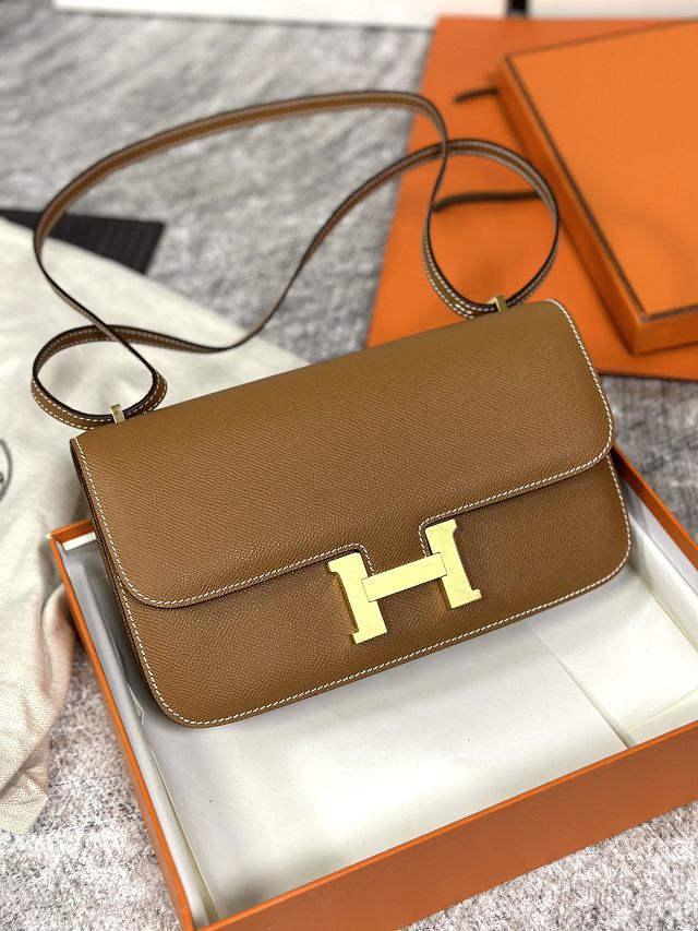 Hermes original epsom leather constance elan bag C024 gold brown
