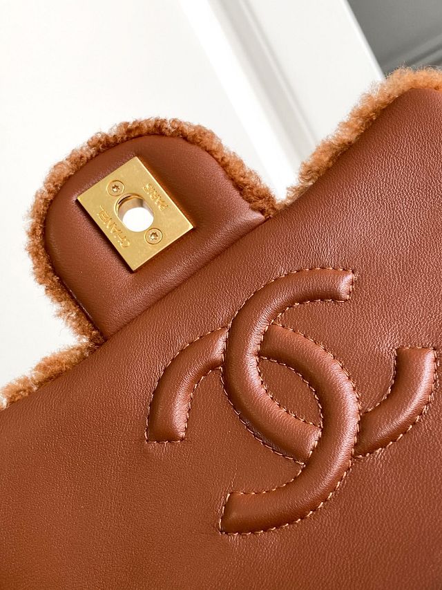 CC original shearling small flap bag AS5148 brown