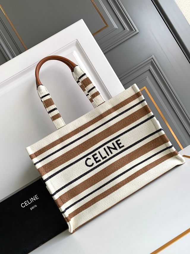 Celine original textile large cabas thais 196762 white&tan