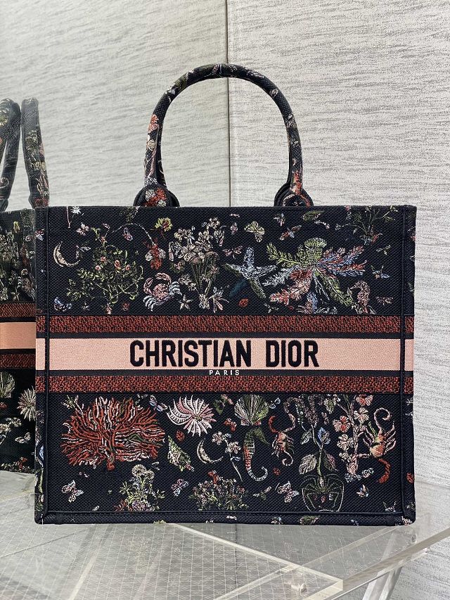 Dior original cotton large book tote bag M1286 black&pink
