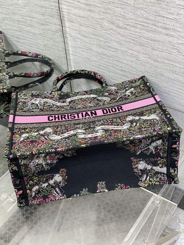 Dior original cotton large book tote bag M1286 black&pink