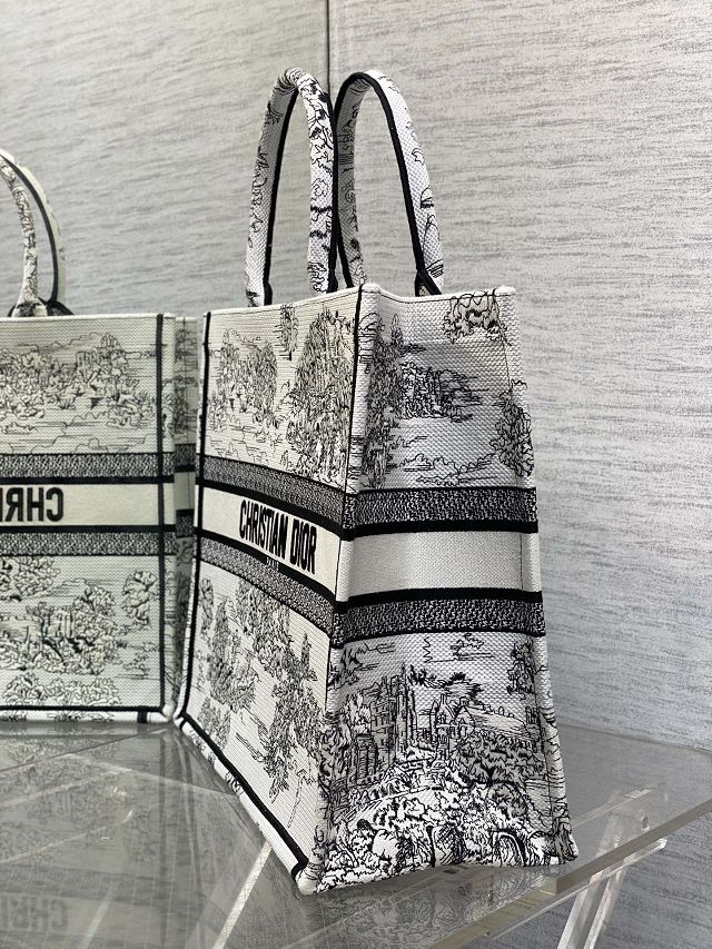 Dior original cotton large book tote bag M1286 white&black