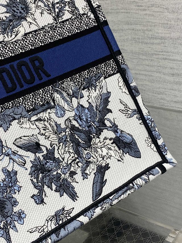Dior original cotton large book tote bag M1286 white&blue
