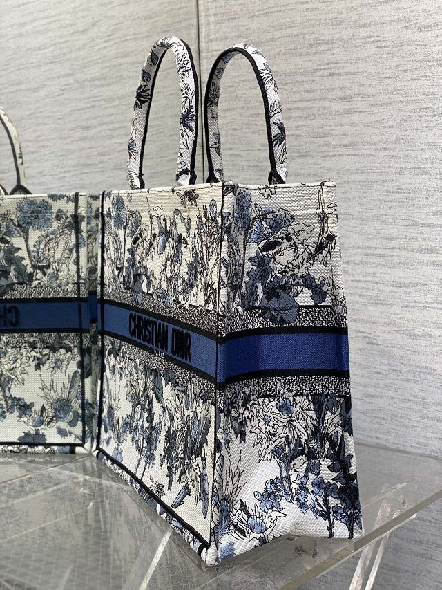 Dior original cotton large book tote bag M1286 white&blue