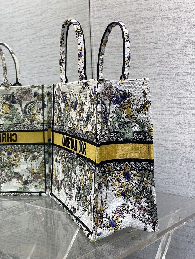 Dior original cotton large book tote bag M1286 white&yellow